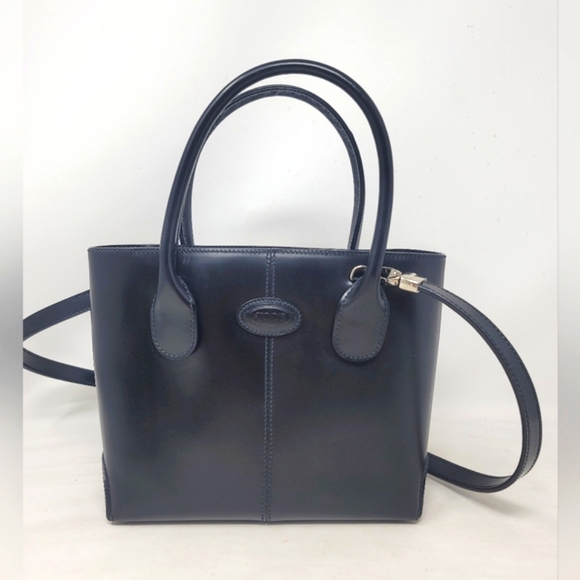 Tod\'s D Bag Black Leather Mini Tote Shoulder Hand Bag Authentic Vintage